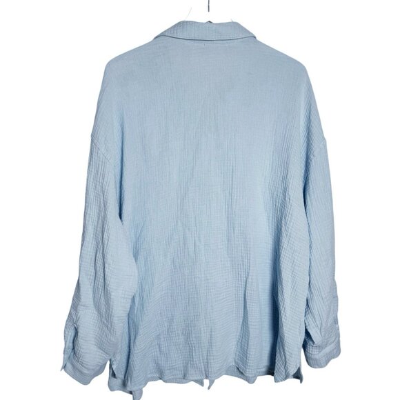 Magaschoni size XL Organic Cotton Gauze Button Up Shirt Oversized Light blue NWT - Picture 4 of 10
